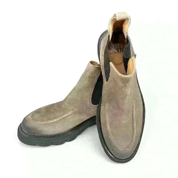 Sofft Samira Platform Chelsea Boot, Size 8-1/2, Taupe Suede, Distressed look - Picture 1 of 5
